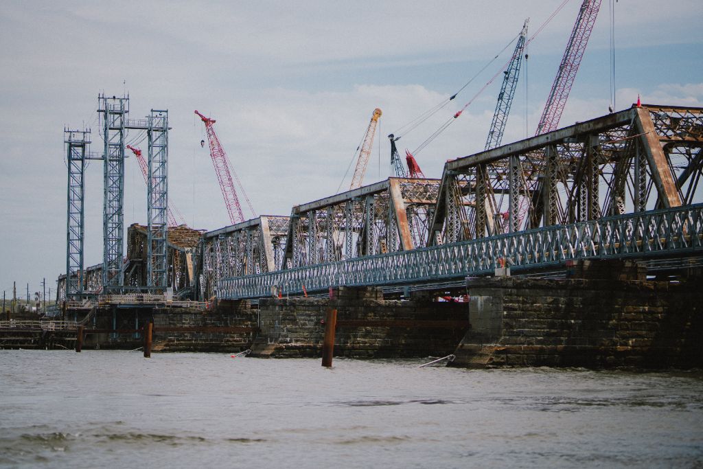 Aerial view of Connecticut River Bridge construction