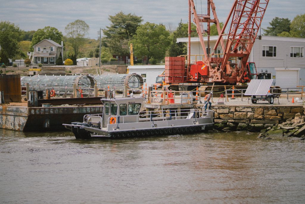 Construction workboat at CRB project dock